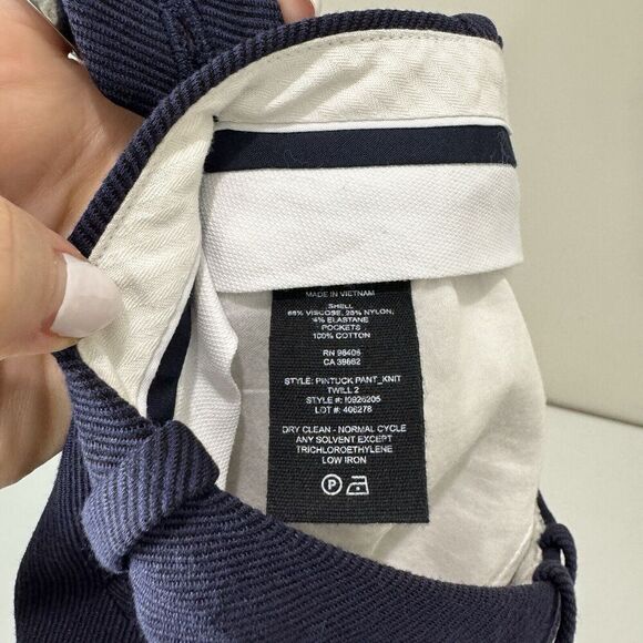 Theory Womens Dress Pants 2 Blue Pintuck Twill Knit 2 Trouser Comfy Office Basic - Picture 13 of 13